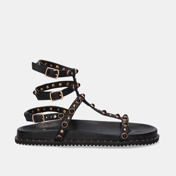 SANDALIA PLANA BEFREE ESTILO CASUAL BARBARA-4042 LEATHER BLACK