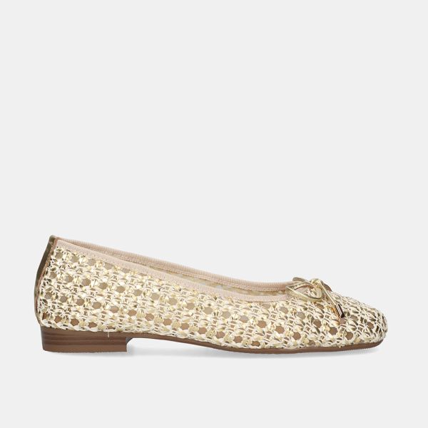 BAILARINAS DE PIEL BEFREE CON LAZO BEGA-1576 GOLD