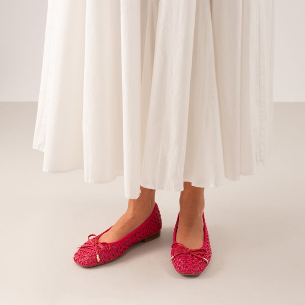 BAILARINAS DE PIEL BEFREE CON LAZO BEGA-1576 FUXIA RED