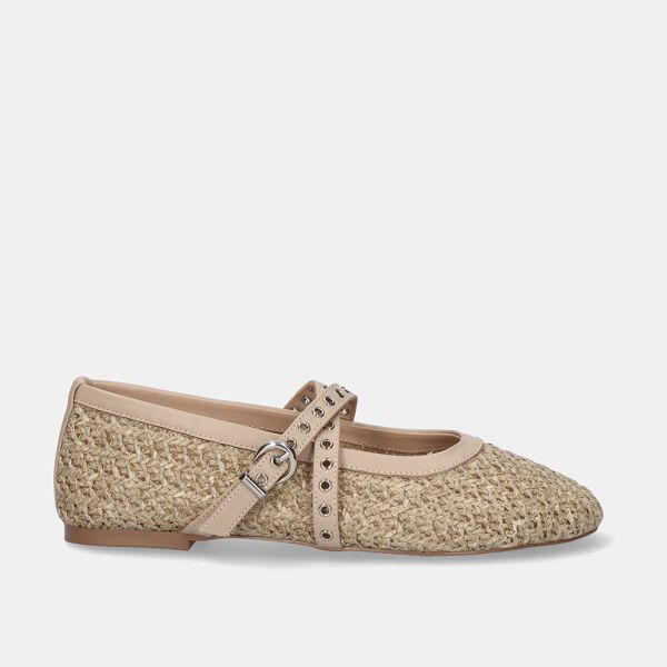 BAILARINAS PLANAS BEFREE CON HEBILLA CELIA-1770 RAFFIA SAND