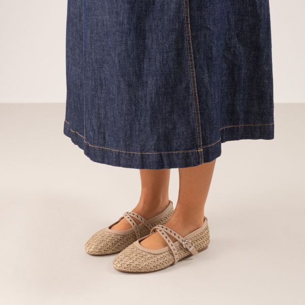 BAILARINAS PLANAS BEFREE CON HEBILLA CELIA-1770 RAFFIA SAND