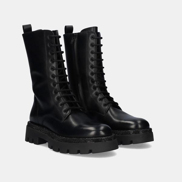 BOTA MILITAR ELLEN-2145 LEATHER BLACK