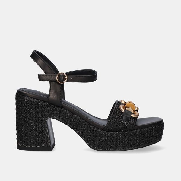 SANDALIAS CON PLATAFORMA BEFREE LIA-1652 RAFFIA BLACK