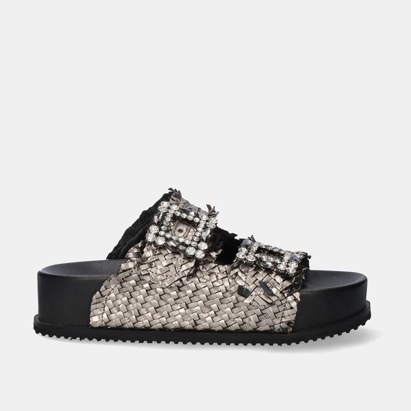 SANDALIA CON PLATAFORMA BEFREE ESTILO BIO MARY-212 LEATHER PEWTER