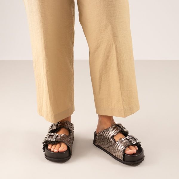 SANDALIA CON PLATAFORMA BEFREE ESTILO BIO MARY-212 LEATHER PEWTER