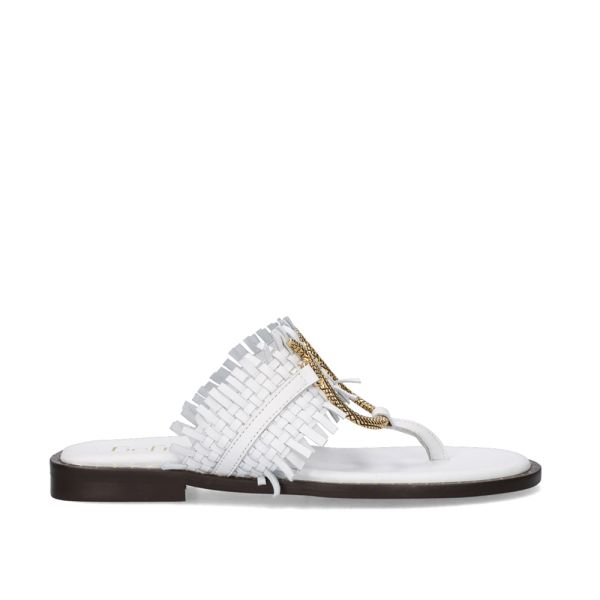 SANDALIA PLANA NICE-105 LEATHER WHITE