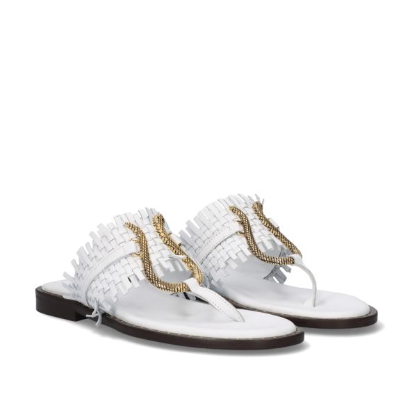 SANDALIA PLANA NICE-105 LEATHER WHITE