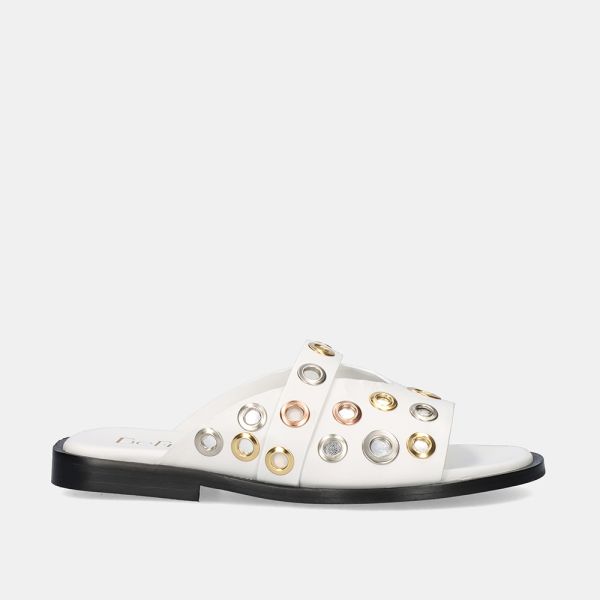 SANDALIA PLANA RIGA-230 LEATHER WHITE