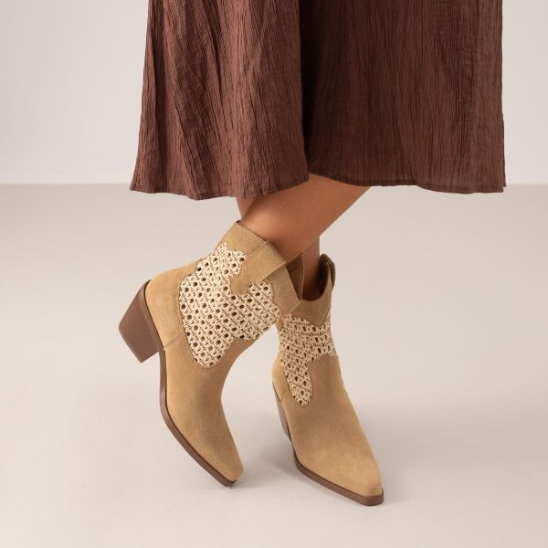 BOTINES BEFREE ESTILO COWBOY SANSE-1651 SUEDE OFFWHITE