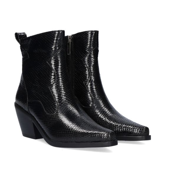 BOTÍN COWBOY METALIZADO SANSE-2320 SNAKE BLACK