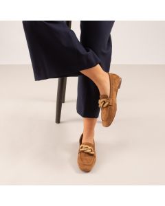 MOCASÍN DE ANTE CON ADORNO BEFREE ANNE-1627 CAMEL
