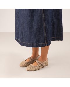BAILARINAS PLANAS BEFREE CON HEBILLA CELIA-1770 RAFFIA SAND