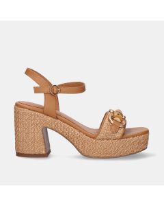 SANDALIAS CON PLATAFORMA BEFREE LIA-1652 RAFFIA CAMEL