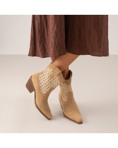 BOTINES BEFREE ESTILO COWBOY SANSE-1651 SUEDE OFFWHITE